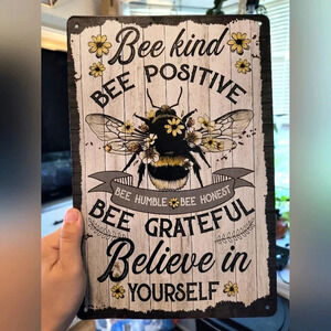 Bee kind tin home decor accessories believe metal decorative floral Halloween pr